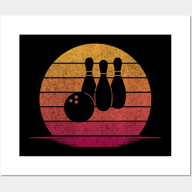 Awesome Funny Bowling Gift - Hobby Silhouette Sunset Design Wall Art by mahmuq